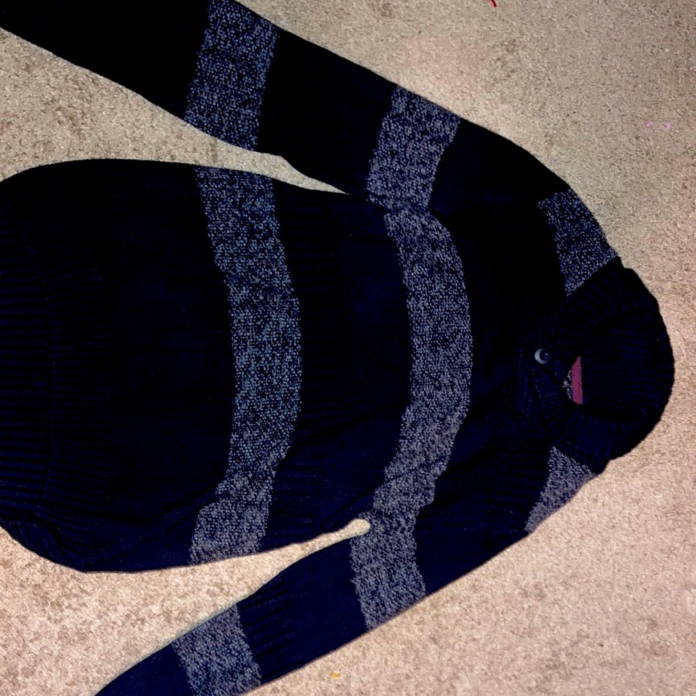 Gothic/Grunge Mens Striped Turtleneck Sweater